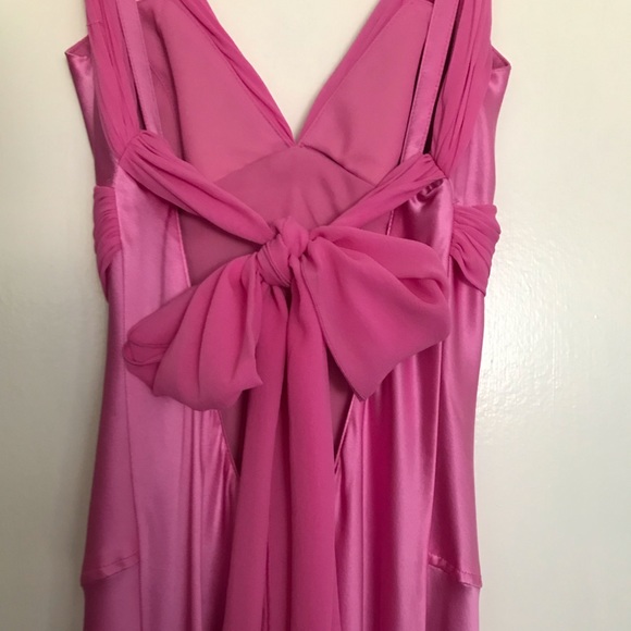 Long floor-length Evening Gown. Satin & Chiffon. - Picture 3 of 9